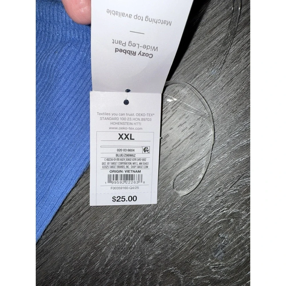 auden cozy ribbed blue pajama set tank & drawstring wide leg pants Sz Xxl